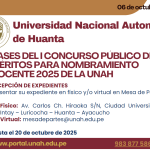 BASES DEL I CONCURSO PÚBLICO DE MÉRITOS PARA NOMBRAMIENTO DOCENTE 2025 DE LA UNAH