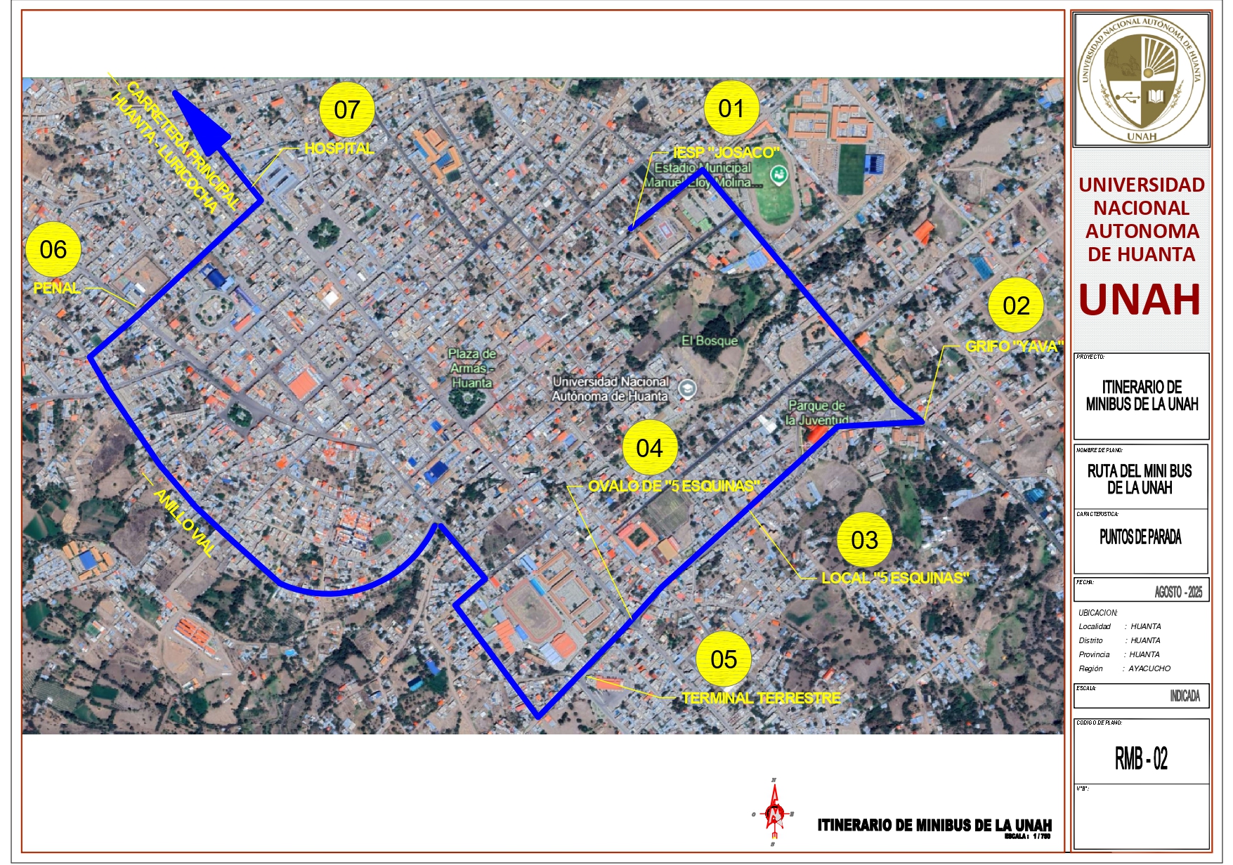 Mapa de rutas del bus UNAH